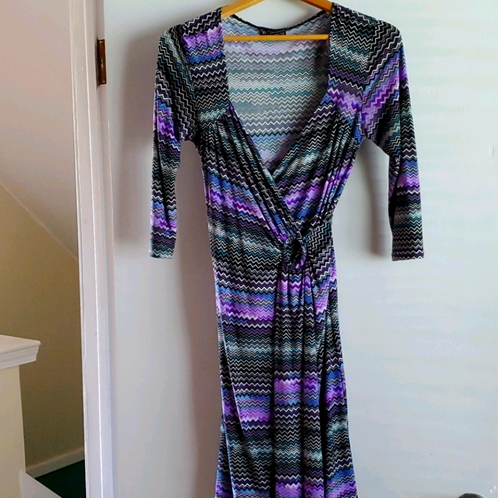 Faux Wrap Midi Dress